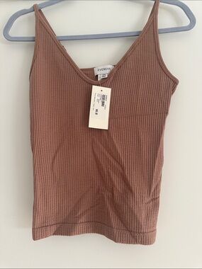 Evereve Ribbed Tank Top in Mauve Brown